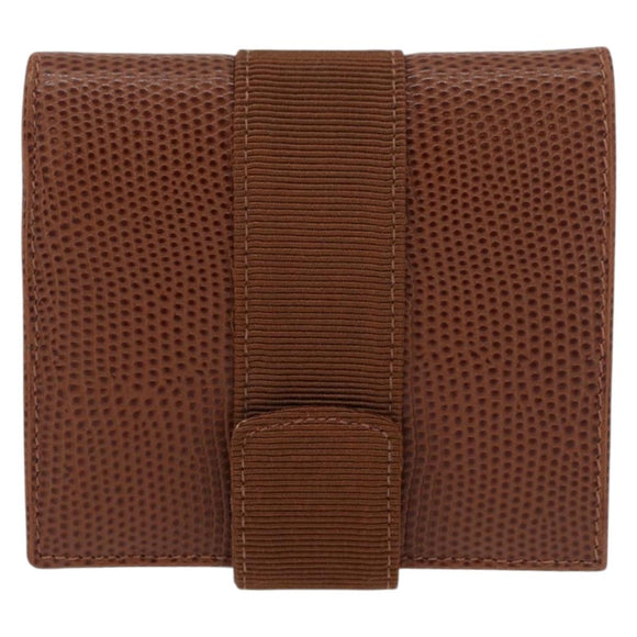 Salvatore Ferragamo Vala Wallet Leather Brown Gold Auth 176113A