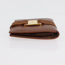 Salvatore Ferragamo Vala Wallet Leather Brown Gold Auth 176113A-4