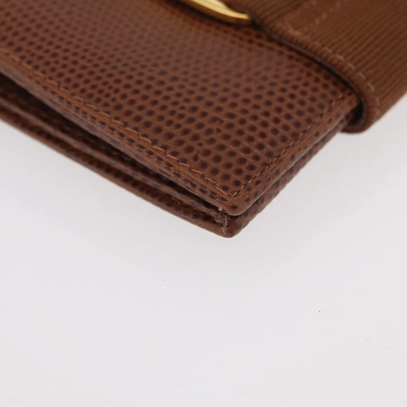 Salvatore Ferragamo Vala Wallet Leather Brown Gold Auth 176113A
