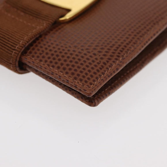 Salvatore Ferragamo Vala Wallet Leather Brown Gold Auth 176113A