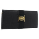 Salvatore Ferragamo Vala Long Wallet Leather Black Gold Auth 176114A-1