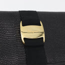 Salvatore Ferragamo Vala Long Wallet Leather Black Gold Auth 176114A-17
