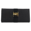 Salvatore Ferragamo Vala Long Wallet Leather Black Gold Auth 176114A-13