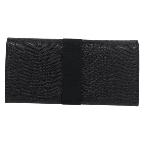 Salvatore Ferragamo Vala Long Wallet Leather Black Gold Auth 176114A
