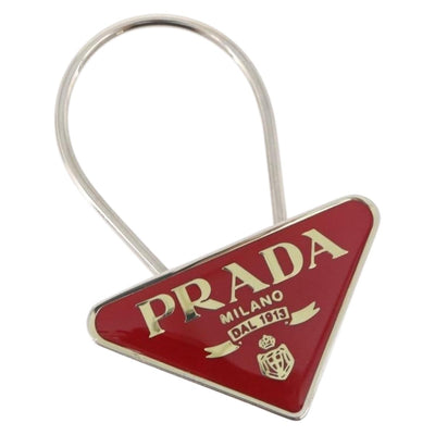 PRADA Key Ring metal Red M285 Auth 176117A
