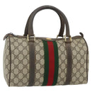 GUCCI GG Supreme Web Sherry Line Hand Bag PVC Beige Gold 010 378 Auth 176130-1