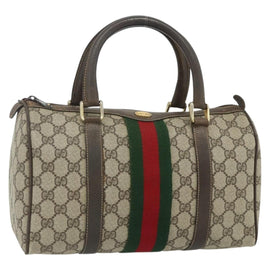 GUCCI GG Supreme Web Sherry Line Hand Bag PVC Beige Gold 010 378 Auth 176130