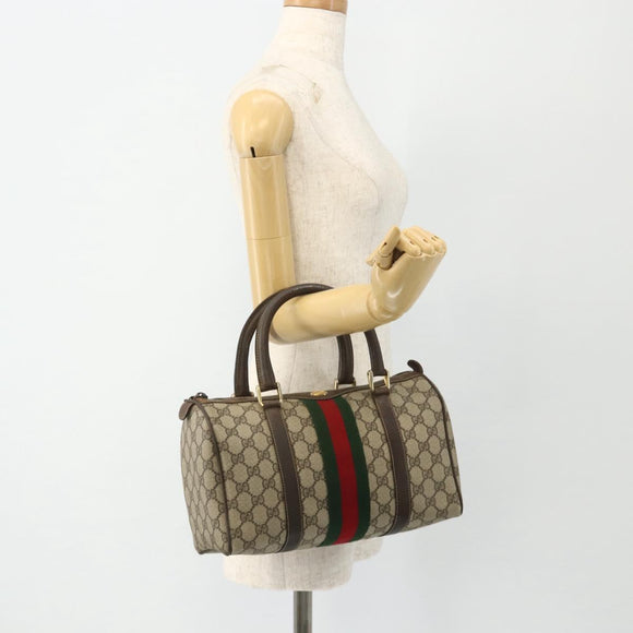 GUCCI GG Supreme Web Sherry Line Hand Bag PVC Beige Gold 010 378 Auth 176130