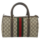 GUCCI GG Supreme Web Sherry Line Hand Bag PVC Beige Gold 010 378 Auth 176130-2
