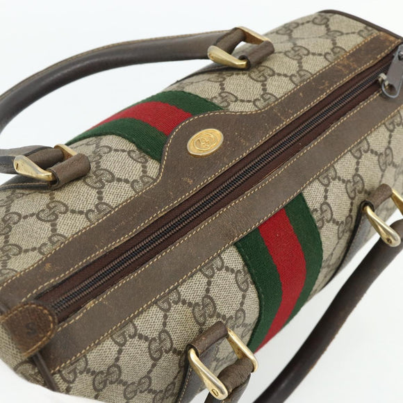 GUCCI GG Supreme Web Sherry Line Hand Bag PVC Beige Gold 010 378 Auth 176130