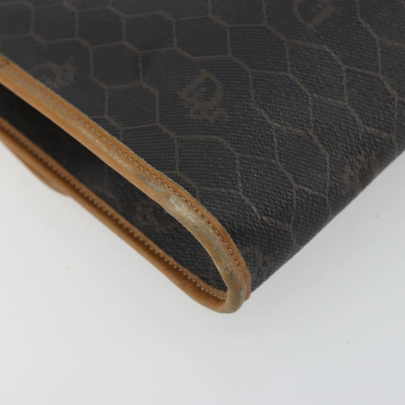 Christian Dior Honeycomb Canvas Chain Shoulder Bag PVC Black Gold Auth 176131