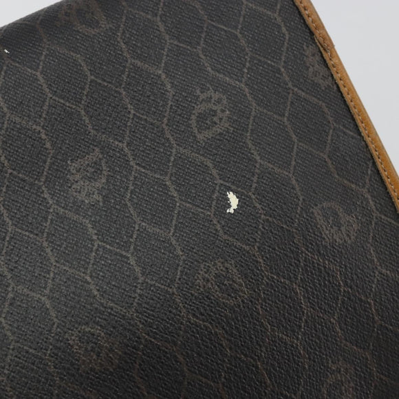 Christian Dior Honeycomb Canvas Chain Shoulder Bag PVC Black Gold Auth 176131