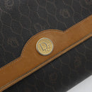 Christian Dior Honeycomb Canvas Chain Shoulder Bag PVC Black Gold Auth 176131-18