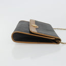 Christian Dior Honeycomb Canvas Chain Shoulder Bag PVC Black Gold Auth 176131-3