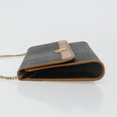 Christian Dior Honeycomb Canvas Chain Shoulder Bag PVC Black Gold Auth 176131-4