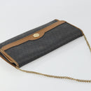 Christian Dior Honeycomb Canvas Chain Shoulder Bag PVC Black Gold Auth 176131-6