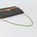 Christian Dior Honeycomb Canvas Chain Shoulder Bag PVC Black Gold Auth 176131-7
