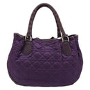Christian Dior Canage Hand Bag Nylon Purple Silver Auth 176132-2