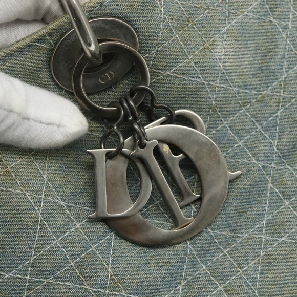 Christian Dior Canage Handtasche Jeansblau Silber Auth 176133