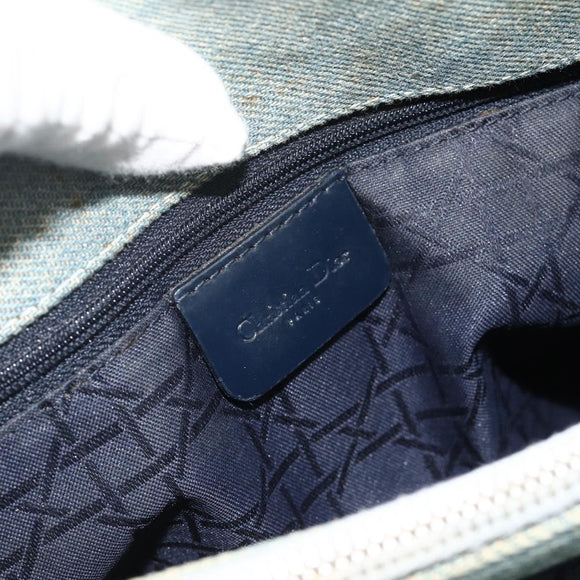 Christian Dior Canage Handtasche Jeansblau Silber Auth 176133