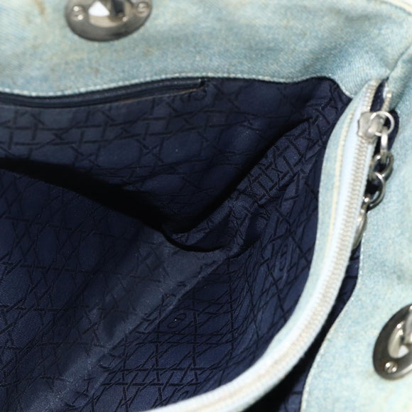 Christian Dior Canage Handtasche Jeansblau Silber Auth 176133