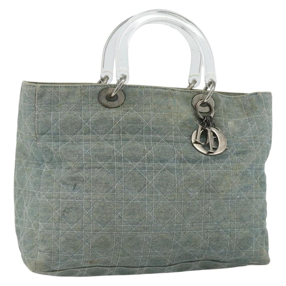 Christian Dior Canage Handtasche Jeansblau Silber Auth 176133