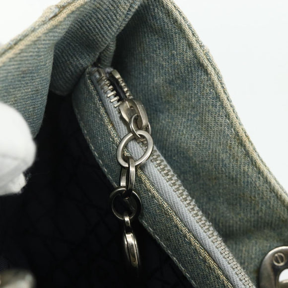 Christian Dior Canage Handtasche Jeansblau Silber Auth 176133