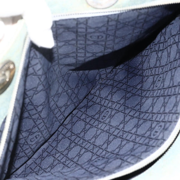 Christian Dior Canage Handtasche Jeansblau Silber Auth 176133