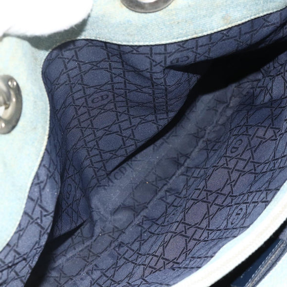 Christian Dior Canage Handtasche Jeansblau Silber Auth 176133
