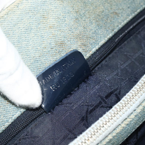 Christian Dior Canage Handtasche Jeansblau Silber Auth 176133