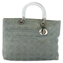 Christian Dior Canage Handtasche Jeansblau Silber Auth 176133-13