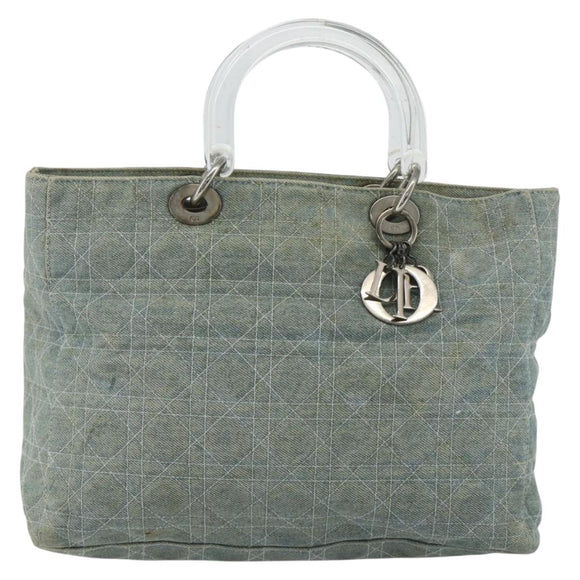 Christian Dior Canage Handtasche Jeansblau Silber Auth 176133