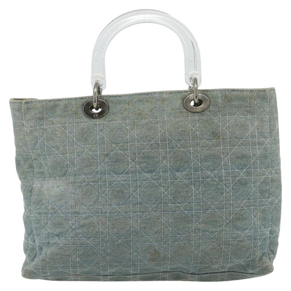 Christian Dior Canage Handtasche Jeansblau Silber Auth 176133