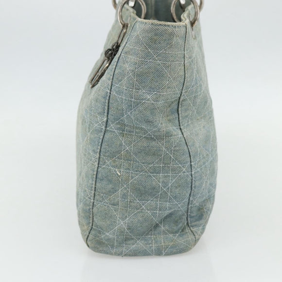 Christian Dior Canage Handtasche Jeansblau Silber Auth 176133