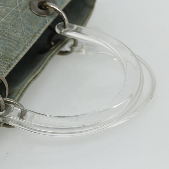 Christian Dior Canage Handtasche Jeansblau Silber Auth 176133