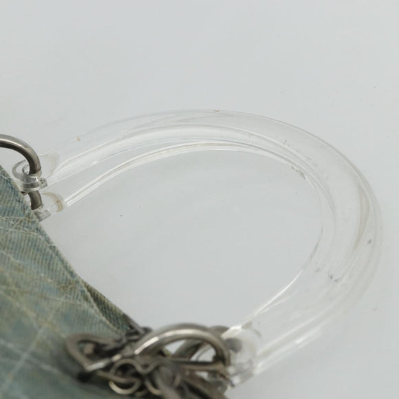 Christian Dior Canage Handtasche Jeansblau Silber Auth 176133