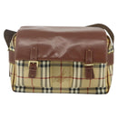 BURBERRY Nova Check Shoulder Bag PVC Beige Gold Auth 176136A-2