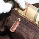 BURBERRY Nova Check Shoulder Bag PVC Beige Gold Auth 176136A-21