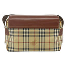 BURBERRY Nova Check Shoulder Bag PVC Beige Gold Auth 176136A-3