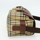 BURBERRY Nova Check Shoulder Bag PVC Beige Gold Auth 176136A-5