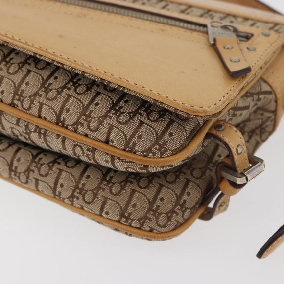 Christian Dior Trotter Canvas Street Chic Umhängetasche Beige Silber Auth 176137A