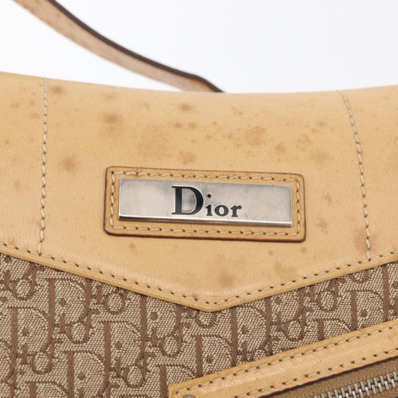 Christian Dior Trotter Canvas Street Chic Umhängetasche Beige Silber Auth 176137A