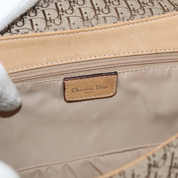 Christian Dior Trotter Canvas Street Chic Umhängetasche Beige Silber Auth 176137A