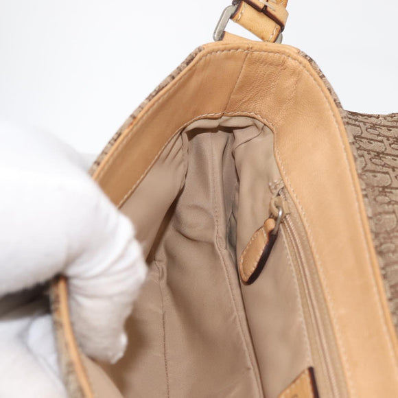 Christian Dior Trotter Canvas Street Chic Umhängetasche Beige Silber Auth 176137A