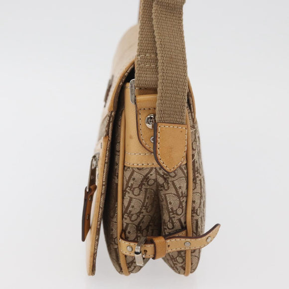 Christian Dior Trotter Canvas Street Chic Umhängetasche Beige Silber Auth 176137A