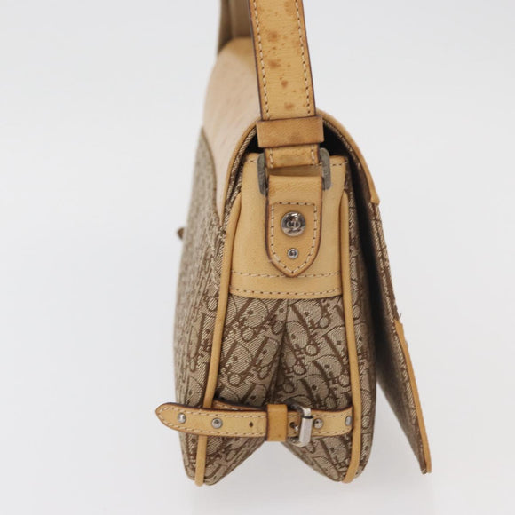 Christian Dior Trotter Canvas Street Chic Umhängetasche Beige Silber Auth 176137A