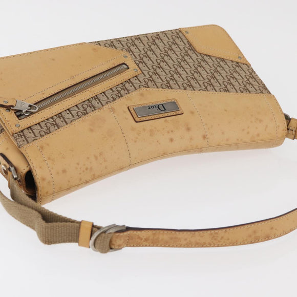 Christian Dior Trotter Canvas Street Chic Umhängetasche Beige Silber Auth 176137A