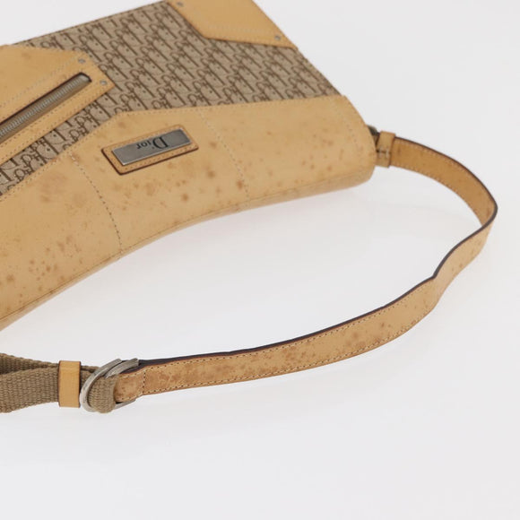 Christian Dior Trotter Canvas Street Chic Umhängetasche Beige Silber Auth 176137A