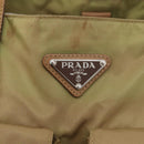 PRADA Hand Bag Nylon Khaki Silver Auth 176138-17