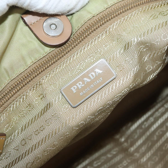 PRADA Hand Bag Nylon Khaki Silver Auth 176138